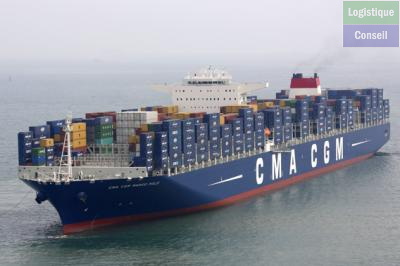 Navires spécialisés pour le transport des conteneurs, puissants et rapides, les porte-boites, en jargon de marin. Leur taille s'évalue en quantité de conteneurs de 20 pieds qu'ils peuvent arrimer, bien que les conteneurs soient maintenant presque tous des 40 pieds. Les plus gros actuels font plus de 300 m de long et transportent 8.000 EVP. Porte-conteneurs.jpg